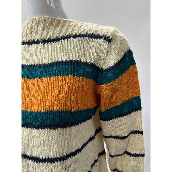 Liz Claiborne Vintage Stripe Boatneck Sweater  Sz Small Beige  Stripe - Picture 6 of 16